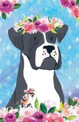 Book cover for Bullet Journal for Dog Lovers Black Boxer in Flowers