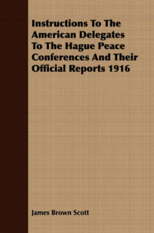 Cover of Instructions To The American Delegates To The Hague Peace Conferences And Their Official Reports 1916