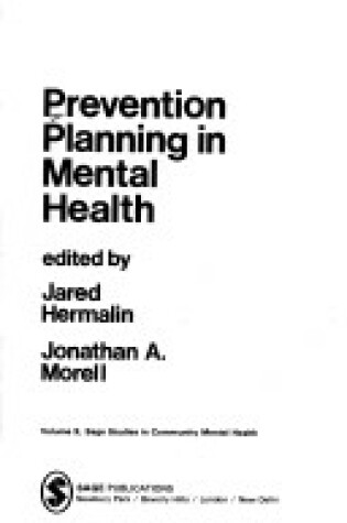 Cover of Prevention Planning in Mental Health