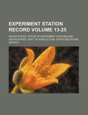 Book cover for Experiment Station Record Volume 13-25