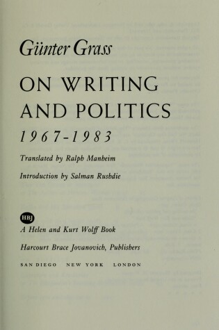 Cover of On Writing and Politics, 1967-1983