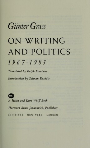 Book cover for On Writing and Politics, 1967-1983