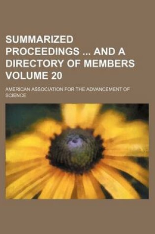 Cover of Summarized Proceedings and a Directory of Members Volume 20