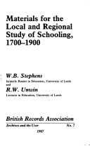 Book cover for Materials for the Local and Regional Study of Schooling