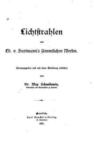 Cover of Lichtstrahlen aus Ed. V. Hartmann's saemmtlichen Werken