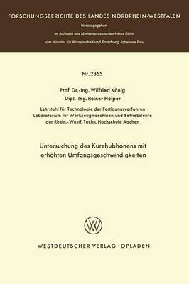 Book cover for Untersuchung Des Kurzhubhonens Mit Erhoehten Umfangsgeschwindigkeiten