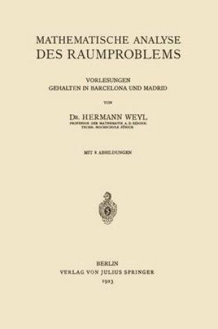 Cover of Mathematische Analyse Des Raumproblems