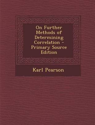 Book cover for On Further Methods of Determining Correlation