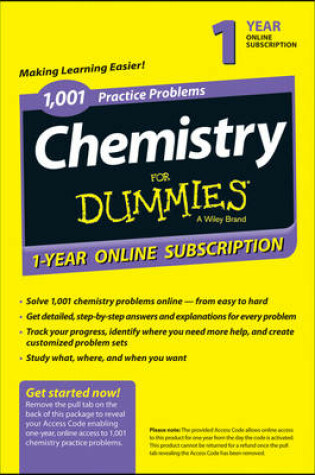 Cover of 1,001 Chemistry Practice Problems For Dummies Access Code Card (1-Year Subscription)