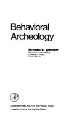 Cover of Behavioural Archaeology