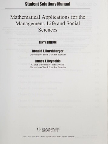 Book cover for Student Solutions Manual for Harshbarger/Reynolds Mathematical Applications for the Management, Life, and Social Sciences, 9th