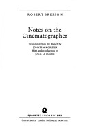 Book cover for Notes on the Cinematographer