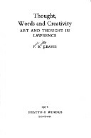 Cover of Thought, Words and Creativity