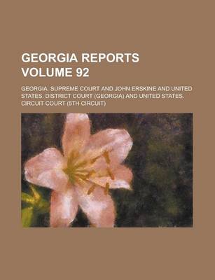 Book cover for Georgia Reports Volume 92