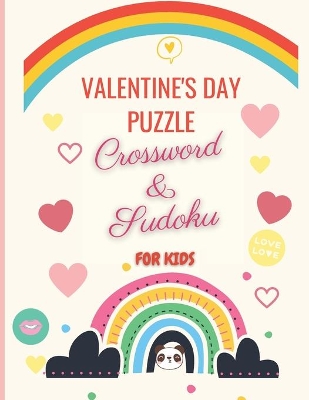 Book cover for Valentine's Day Puzzle Crossword & Sudoku for kids