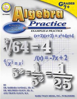 Book cover for Algebra Practice Book, Grades 7 - 12