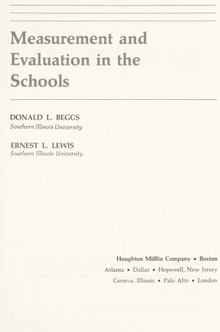 Cover of Measurement and Evaluation in the Schools