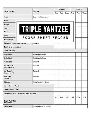 Book cover for Triple Yahtzee Score Record