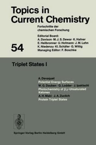 Cover of Triplet States I