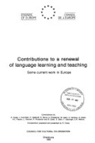 Cover of Contributions to a Renewal of Language Learning and Teaching