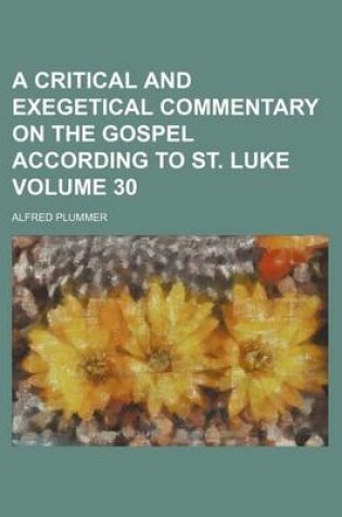 Cover of A Critical and Exegetical Commentary on the Gospel According to St. Luke Volume 30