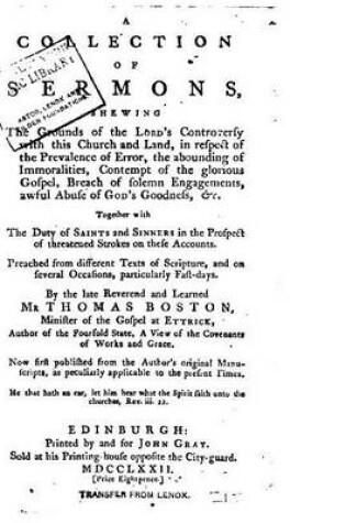 Cover of A Collection on Sermons, Preached on Several Occasions