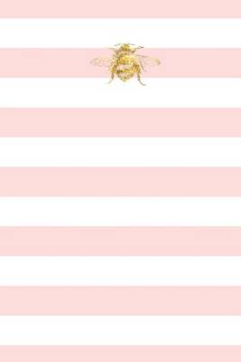Book cover for Blush Pink White Stripes Notebook Golden Bee