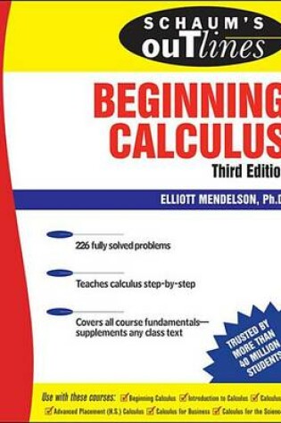 Cover of Schaum's Outline of Beginning Calculus