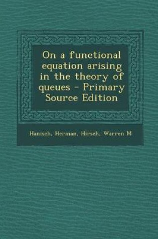 Cover of On a Functional Equation Arising in the Theory of Queues