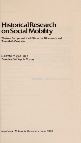 Book cover for Historical Research on Social Mobility