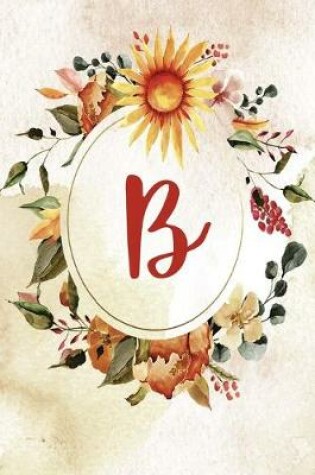 Cover of Notebook 6"x9", Letter B, Orange Green Floral Design