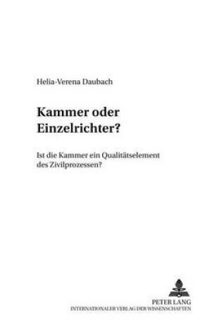 Cover of Kammer Oder Einzelrichter?