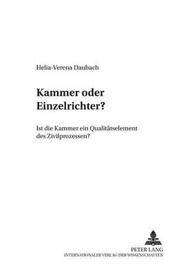 Book cover for Kammer Oder Einzelrichter?