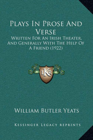 Cover of Plays in Prose and Verse