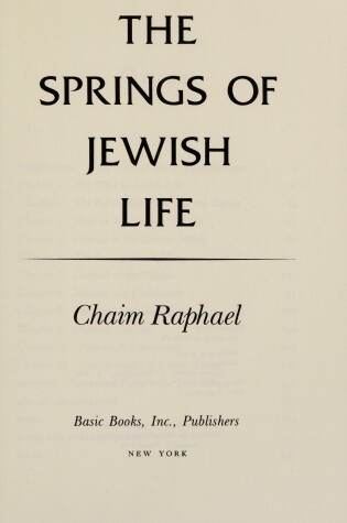 Cover of Springs of Jewish Life