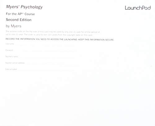 Book cover for Launchpad for Myers' Psychology for Ap(r) (1-Use Access Card)