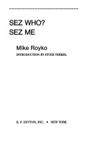 Book cover for Sez Who and Sez Me