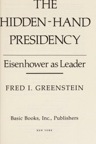 Cover of Hidden-hand Presidency