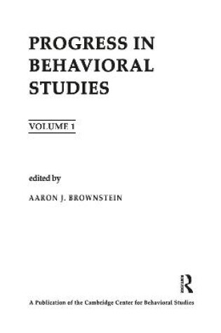 Cover of Progress in Behavioral Studies