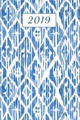 Cover of 2019 Weekly Planner Blue Ikat Design 134 Pages