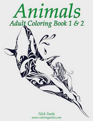 Book cover for Animals Adult Coloring, Book 1 & 2