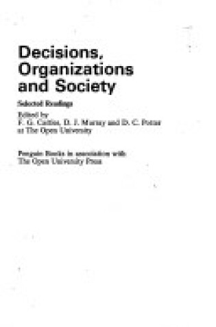 Cover of Decisions, Organizations and Society