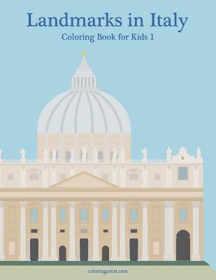 Book cover for Landmarks in Italy Coloring Book for Kids 1