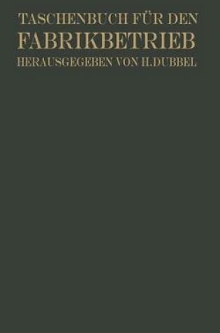 Cover of Taschenbuch Fur Den Fabrikbetrieb