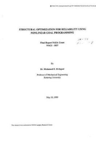 Cover of Structural Optimization for Reliability Using Nonlinear Goal Programming