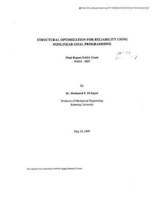 Book cover for Structural Optimization for Reliability Using Nonlinear Goal Programming