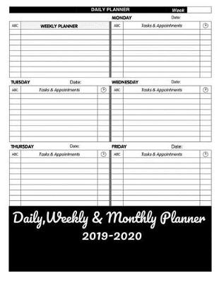 Book cover for Daily, Weekly & Monthly Planner 2019-2020