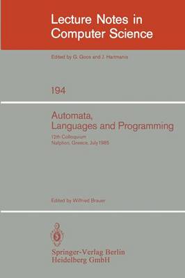 Book cover for Automata, Languages and Programming