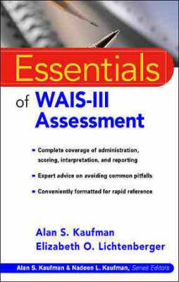 Book cover for Essentials of WAIS-III Assessment