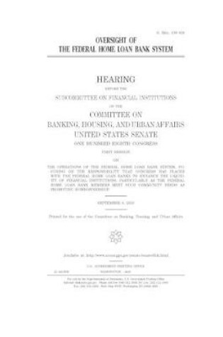 Cover of Oversight of the Federal Home Loan Bank System